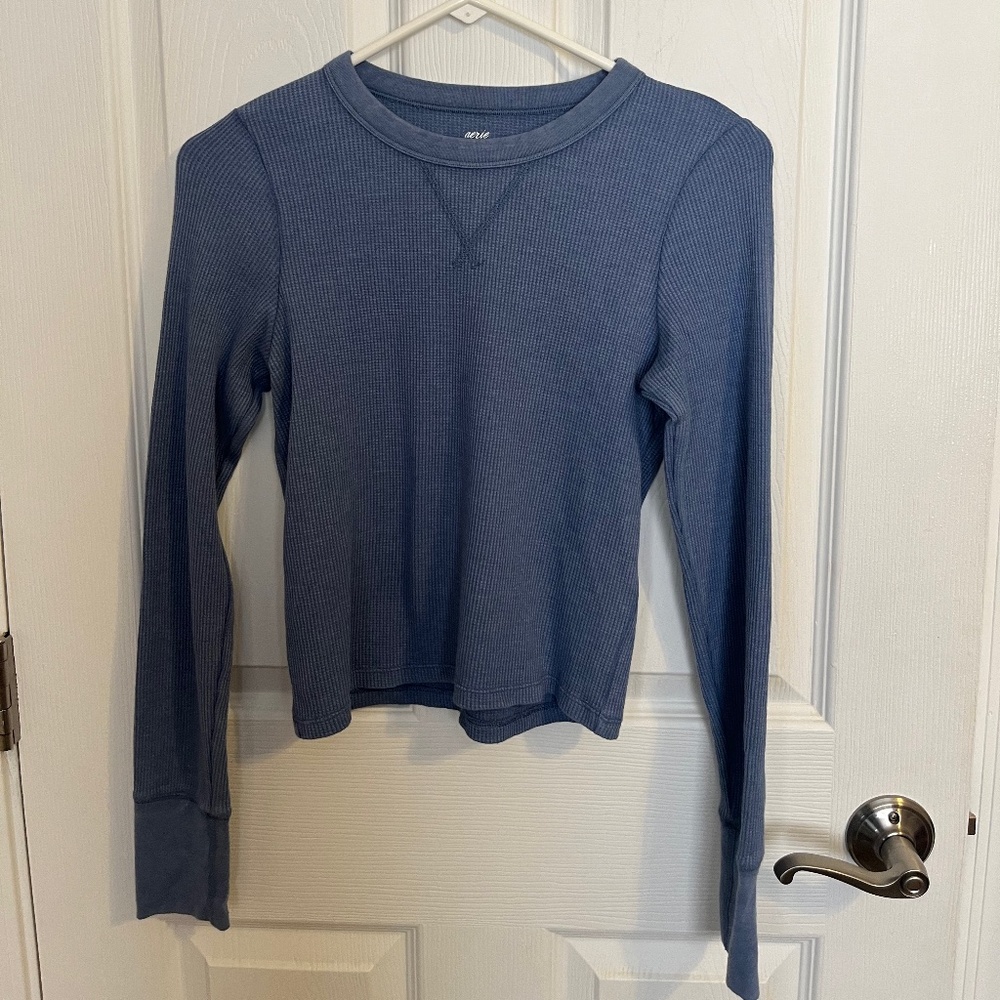 Aerie Waffle Long Sleeve - Blue (S)